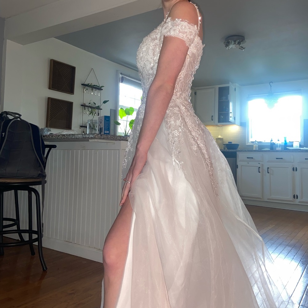 Ivory long dress with slit